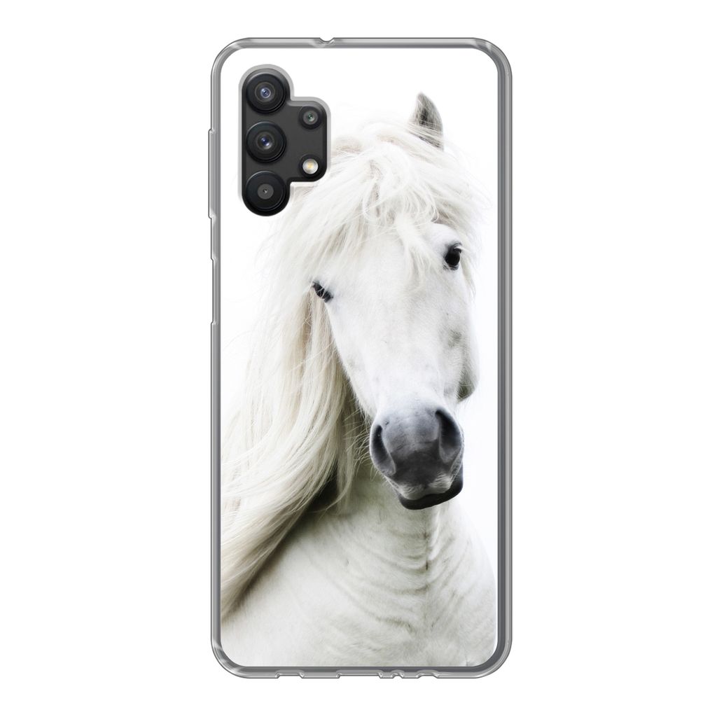 MuchoWow Handyhülle Schutzhülle Hülle für Samsung Galaxy A32 5G Pferde - Nutztiere - Mähnen Silikon Softcase Handy Hülle - Softcase