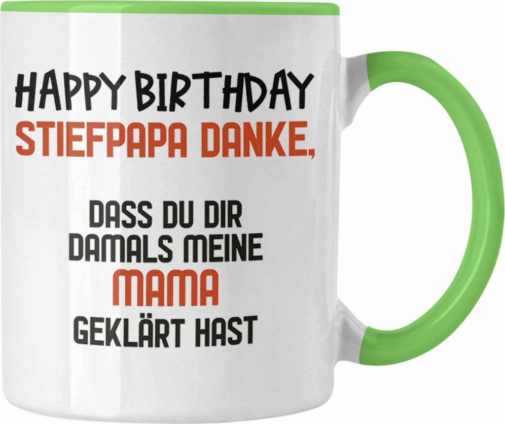 Trendation - Tasse Stiefvater Geschenk Geburtstag - Stiefpapa Geburtstagsgeschenk Tasse Spruch - Bester Stiefvater Geschenkideen (Grün)