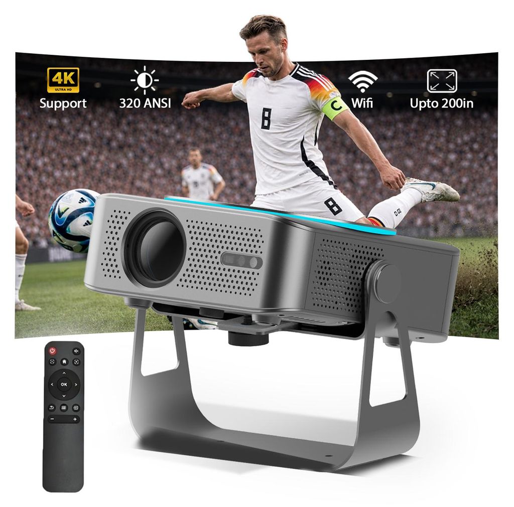 Beamer mit WiFi, Bluetooth, Native 1080P, 320 ANSI, 4K Unterstützung etc.