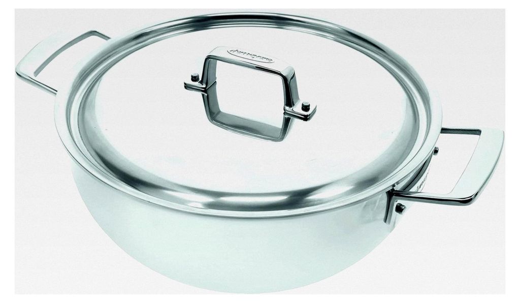 Essential 5 Hochwertiger Bräter für Induktion und Backofen, Stielkasserolle mit Deckel aus pflegeleichtem 5-lagigem Edelstahl, 28 cm