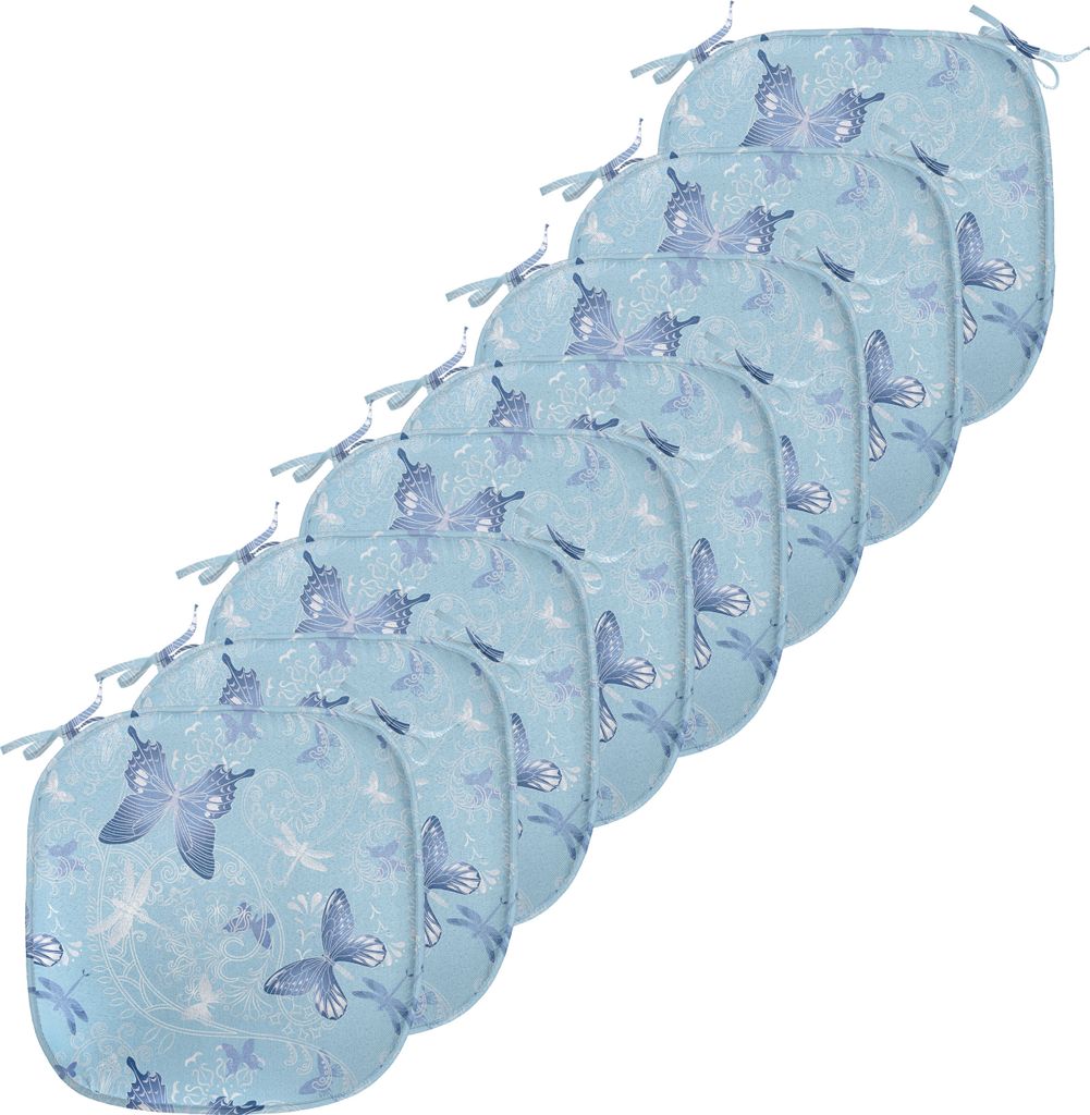 ABAKUHAUS Schmetterling Polster für Esszimmerstühle, blaue Libellen, Dekoratives wasserfestes Kissen mit Riemen für Küchensitze, 40 cm x 40 cm-...