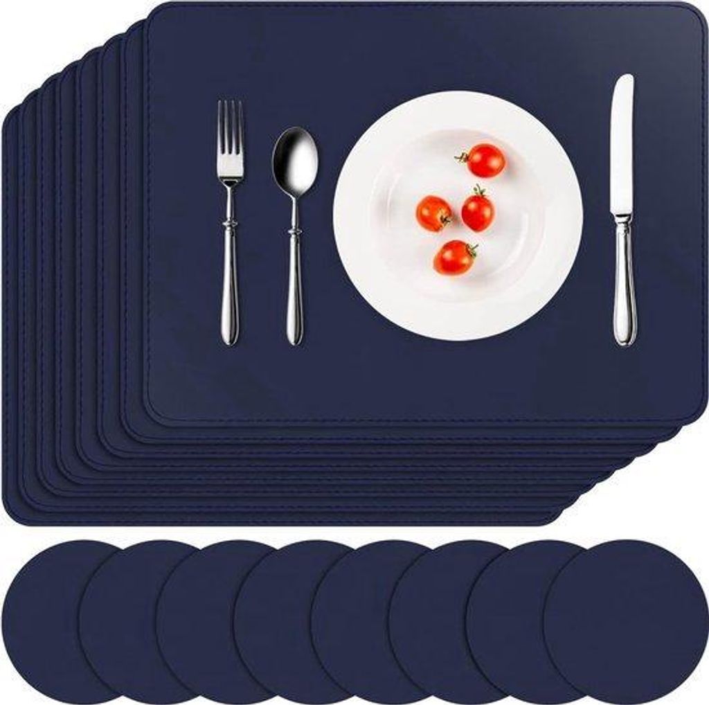 Wasserbeständige Lederplatten, 8-teiliges Set, dunkelblau, wasserabweisend