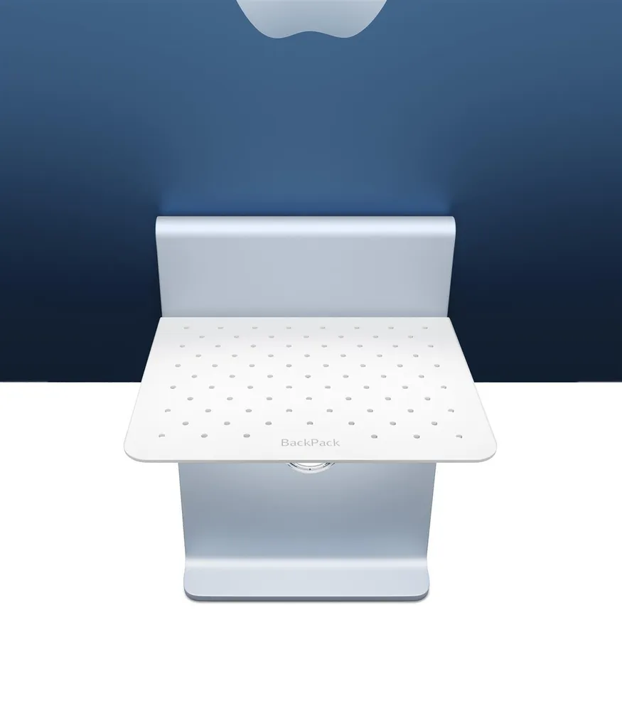 Organiseur de bureau pour iMac et Studio Display - Étagère discrète blanche