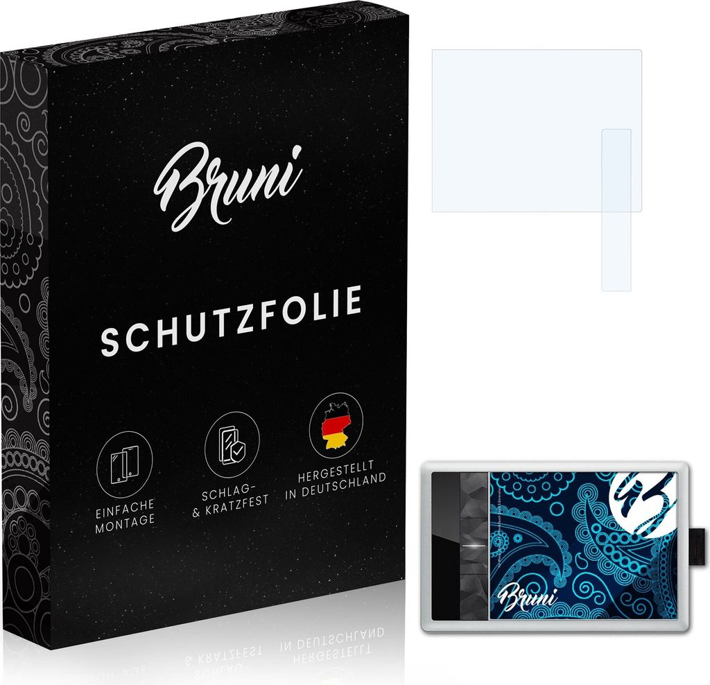 Bruni Basics-Clear 2x Schutzfolie kompatibel mit Wacom Bamboo Fun Pen&Touch Small (3.Generation) Folie
