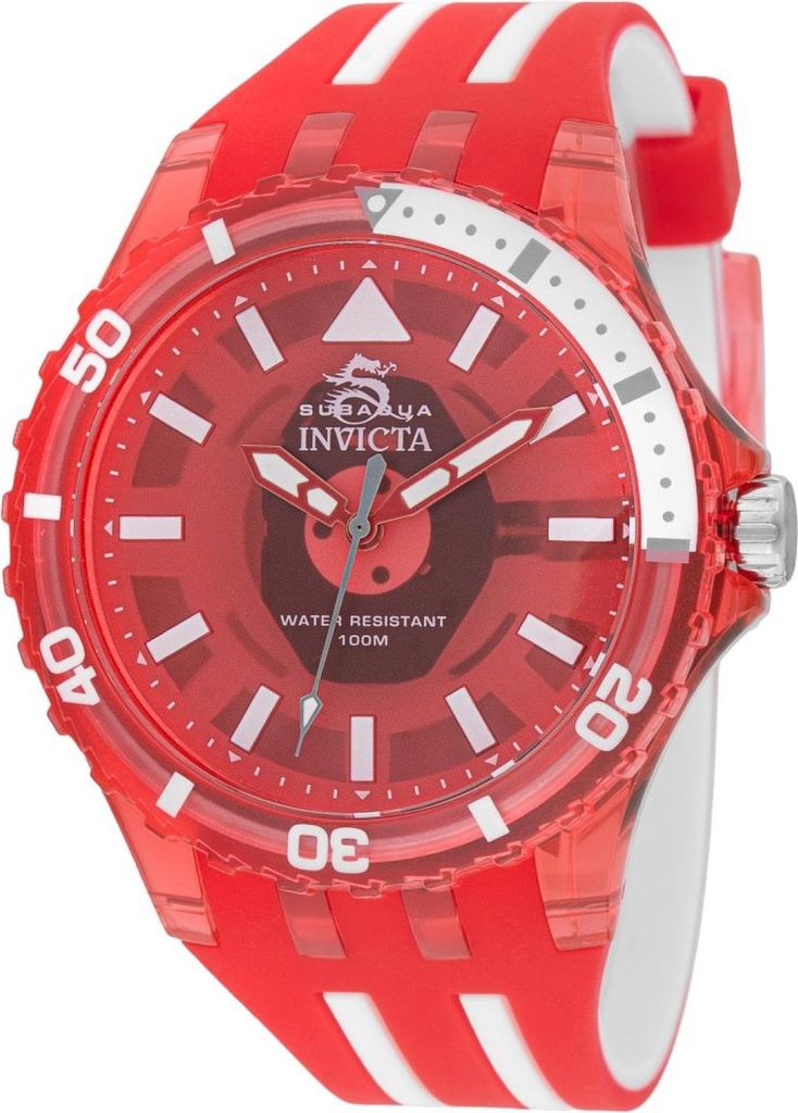 Invicta Subaqua 69450 Herren uhr - Wasserdicht - Analog - Quarzuhrwerk - Acryl mit roten zifferblat - 44mm