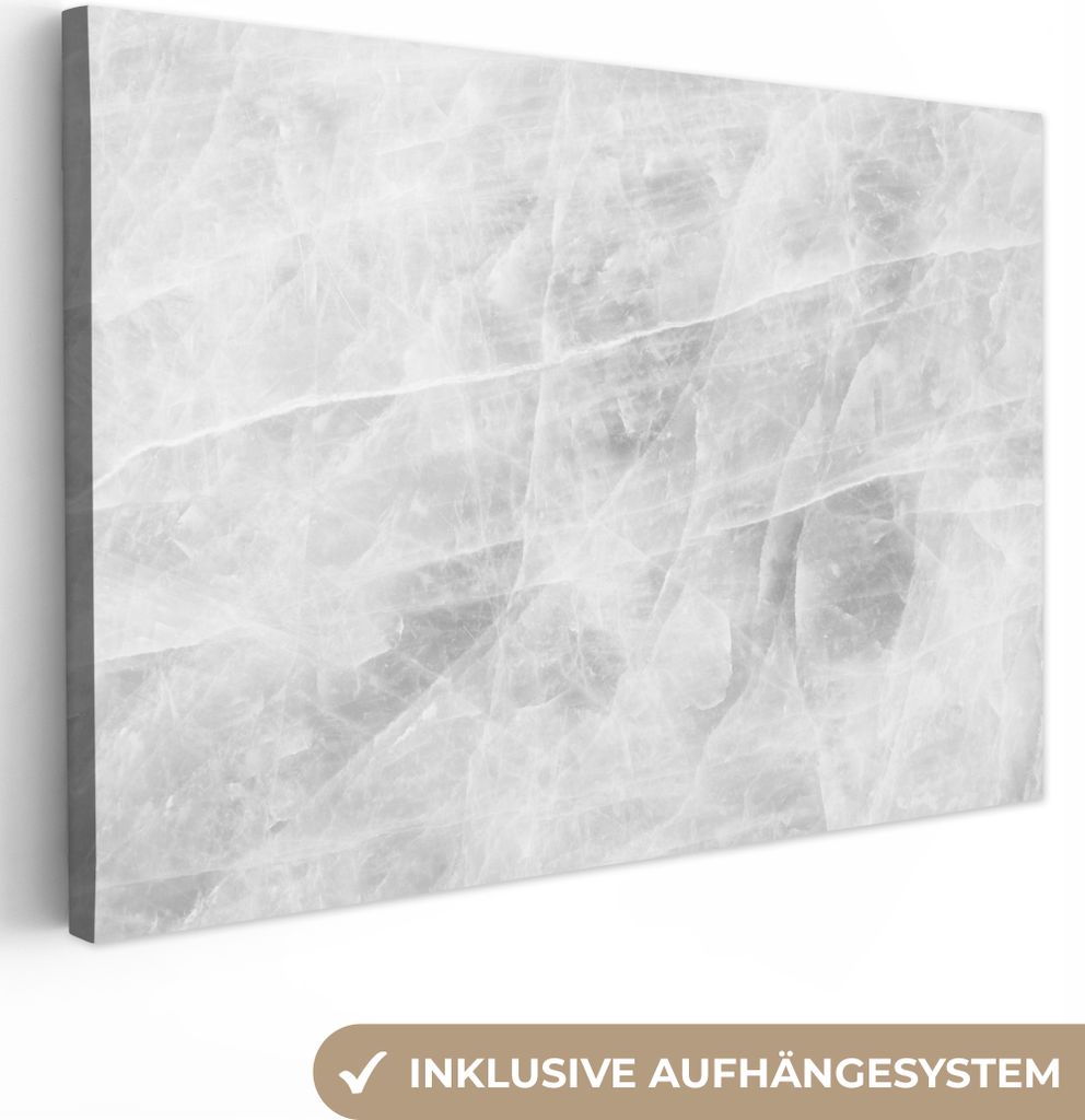 OneMillionCanvasses - Leinwandbilder - 150x100 cm, Marmor - Stein - Weiß - Luxus - Marmoroptik, Wandbilder Kunstdruck Wanddekoration - Foto auf ...
