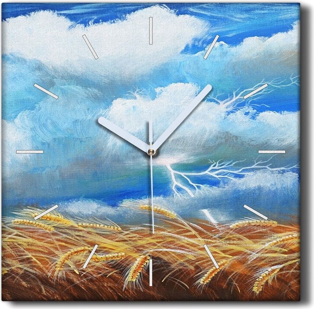 Coloray Hodiny Unikátní 30x30 cm Tiché hodiny Pro obývací pokoj a kuchyň Nástěnné hodiny Plátno Černé ručičky hodin - Himmel Field