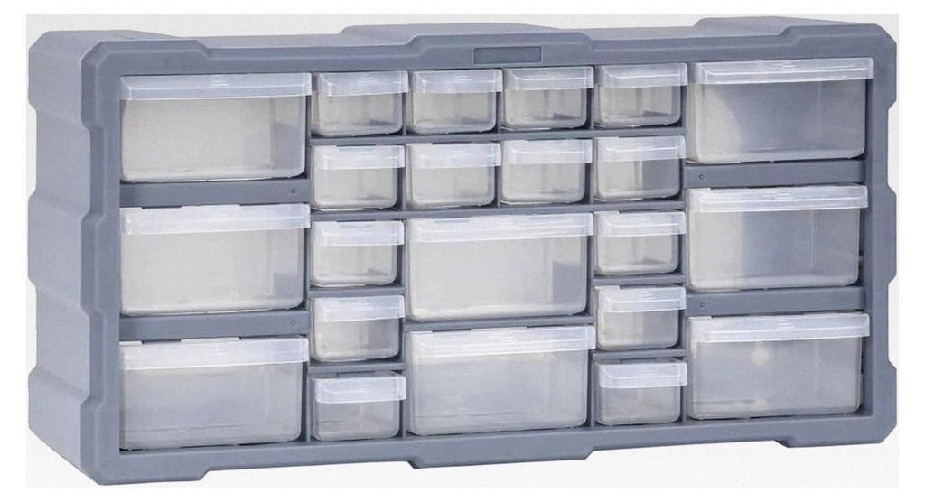 Organizer mit 22 Schubladen für Kleinteile, Aufbewahrungseinheit 49x16x25,5 cm