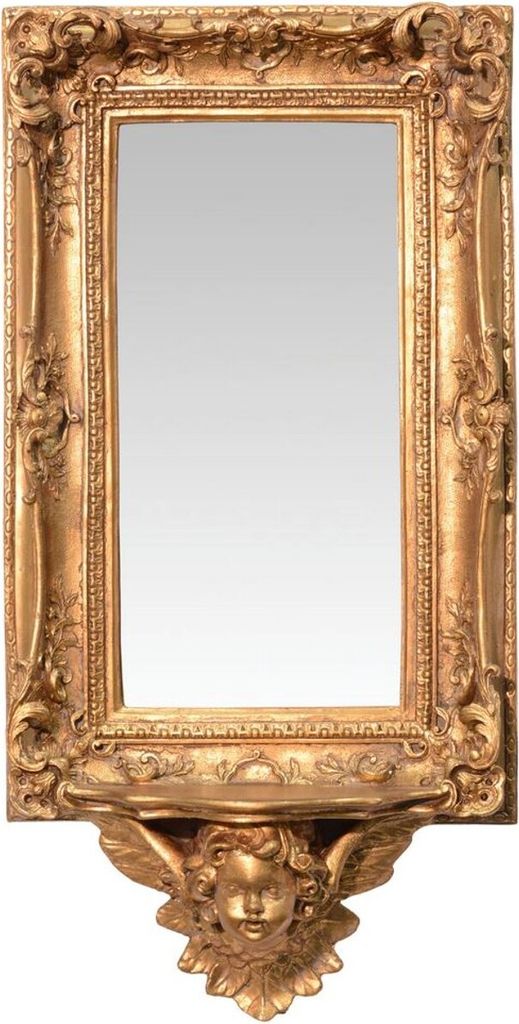 Casa Padrino Barock Spiegel mit Unterbau Konsole Gold 34,5 x H. 68 cm - Barock Wandspiegel