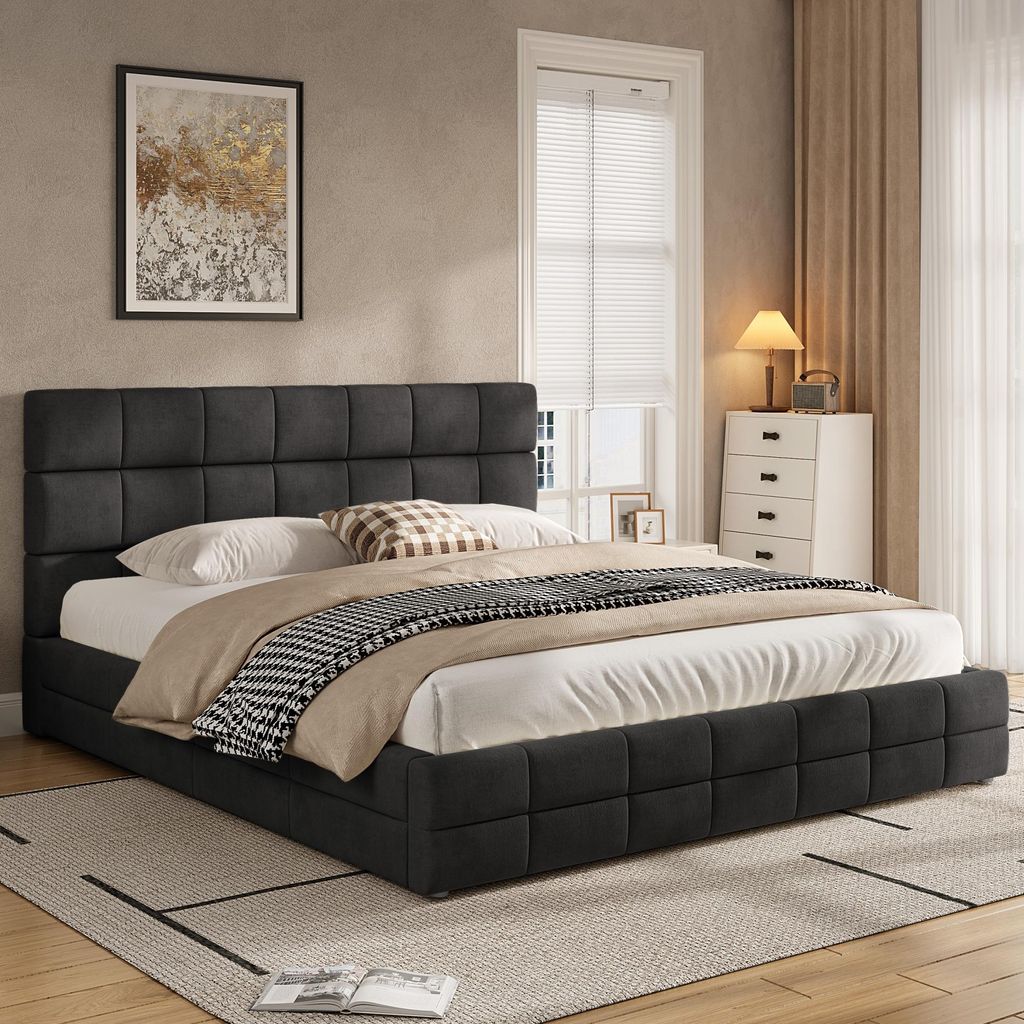 Letto imbottito Flieks 180x200 cm con rete a doghe, letto Immagine del prodotto 