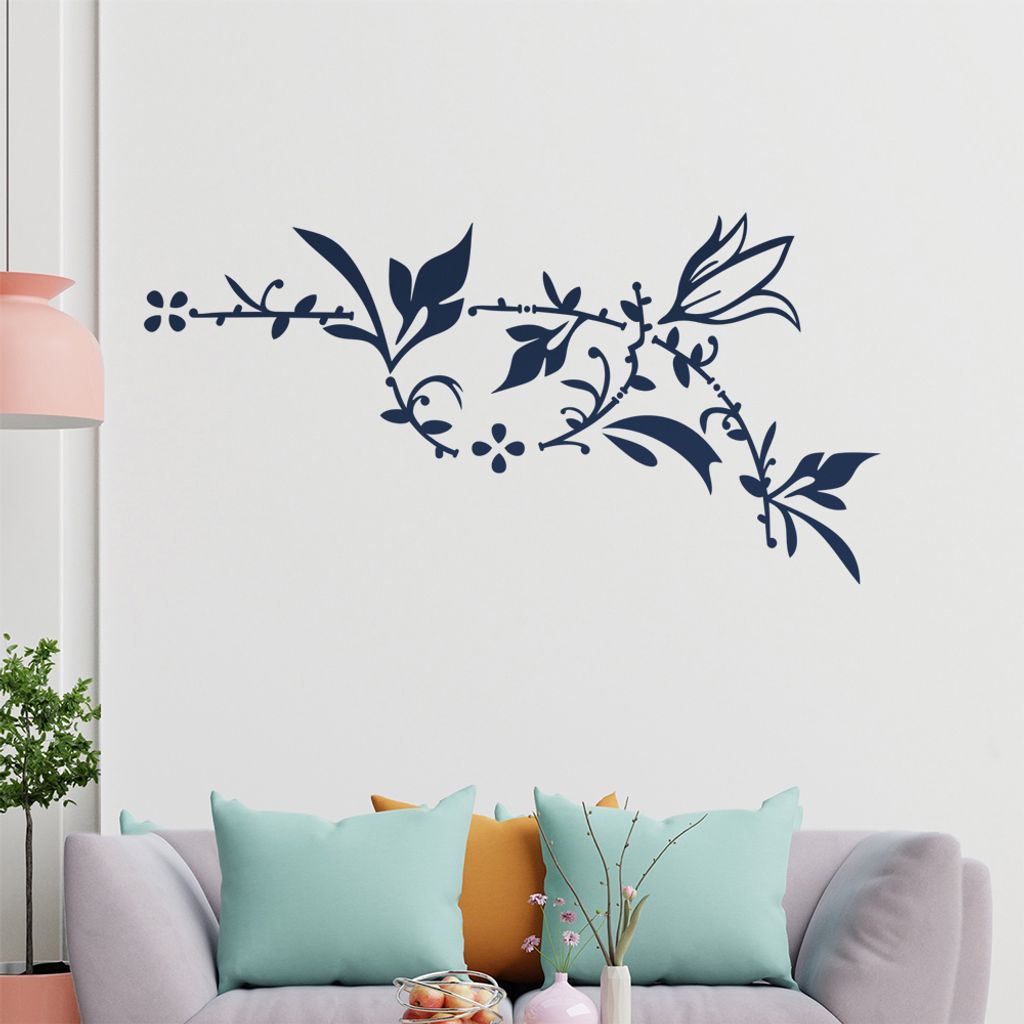 Blume - Ranken Wandtattoo in 6 Größen - Wandaufkleber Wall Sticker - Dekoration, Küche, Wohnzimmer, Schlafzimmer, Badezimmer