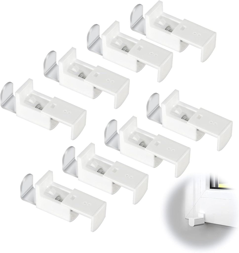 Pack 8 Klemmhalterungsklammern Anhang Klemmstütze Roller Blind Faltenzubehör Einstellbereich 20 mm Duo Double Set Weiß