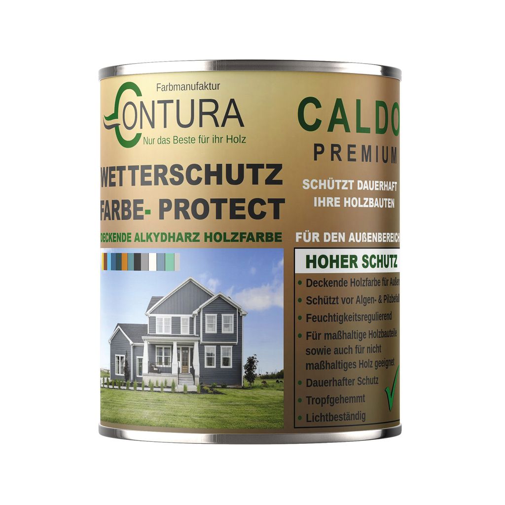 Contura 1Liter Wetterschutzfarbe Holz Dauerschutzfarbe Deckend Buntlack Holzfarbe Holzlasur Seidenmatt - Farblos