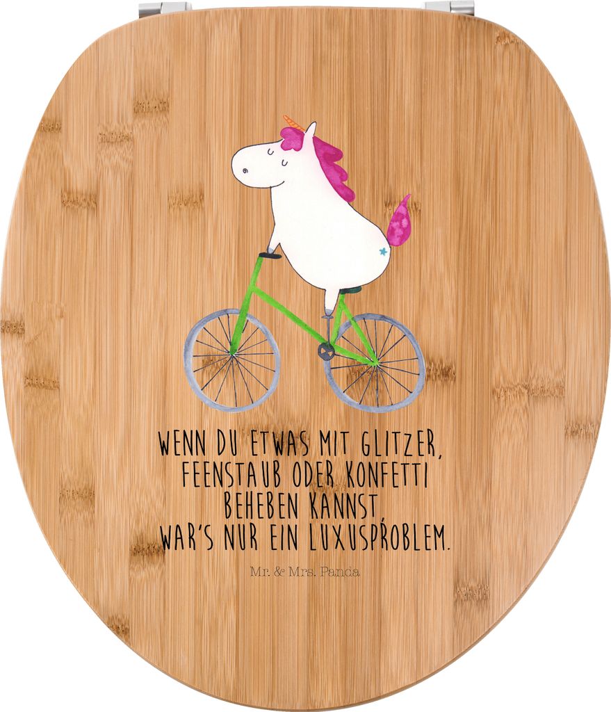 Mr. & Mrs. Panda Klo-Deckel Einhorn Radfahrer - Transparent - Geschenk, Klositz, Deko, mdf wc sitz, WC-Sitz, Liebeskummer, Radfahren, Toilettenbril...