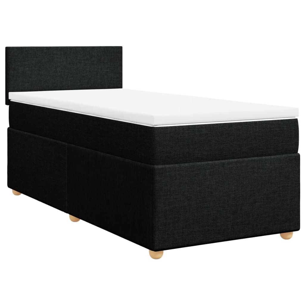 (Robust Möbel)Boxspringbett - Einzelbett/Jugendbett mit Lattenrost - mit Matratze Schwarz 90x200cm Stoff - Klassische Betten DEMöbel813108