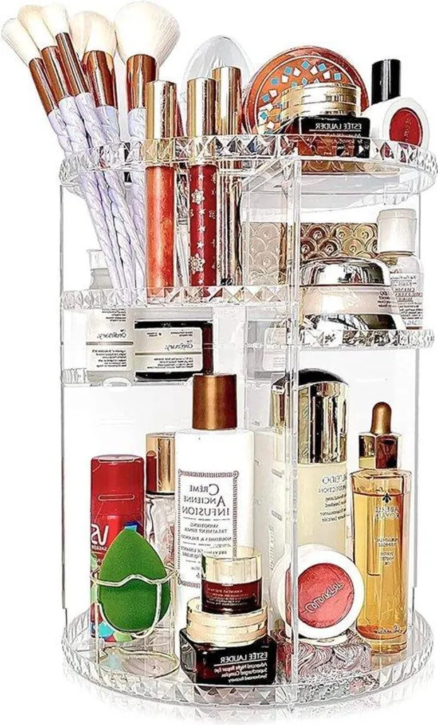 Organiseur de maquillage pivotant à 360° grand format avec 6 étages réglables