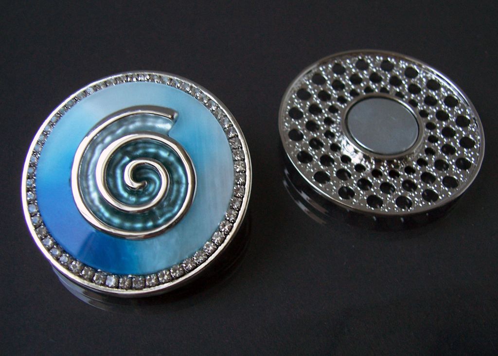 Brosche Magnet Magnetbrosche Silber Blau Strass 4,5cm Produktbild 2