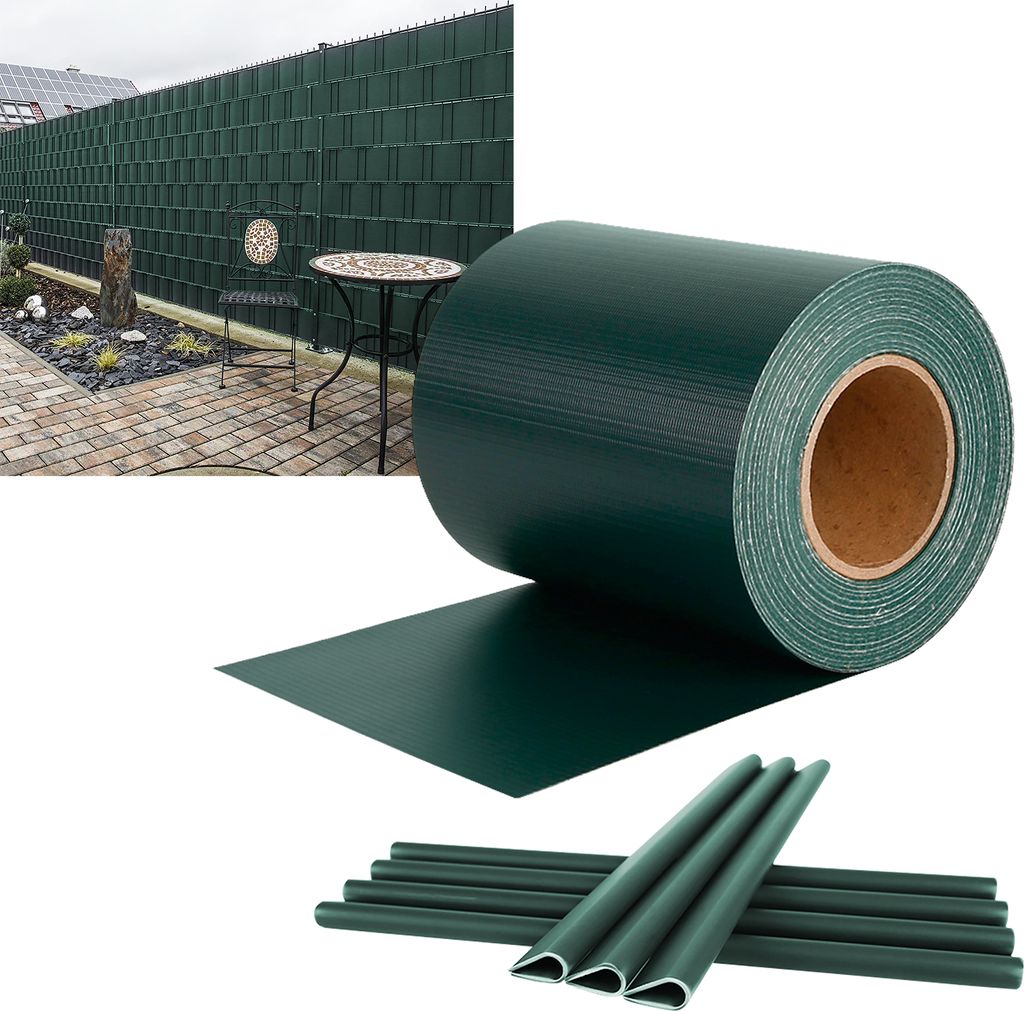 YUENFONG Sichtschutzstreifen PVC Sichtschutz Streifen Sichtschutzfolie Blickdicht mit Befestigungsclipse Windschutz Doppelstabmattenzaun, Grün, 65...