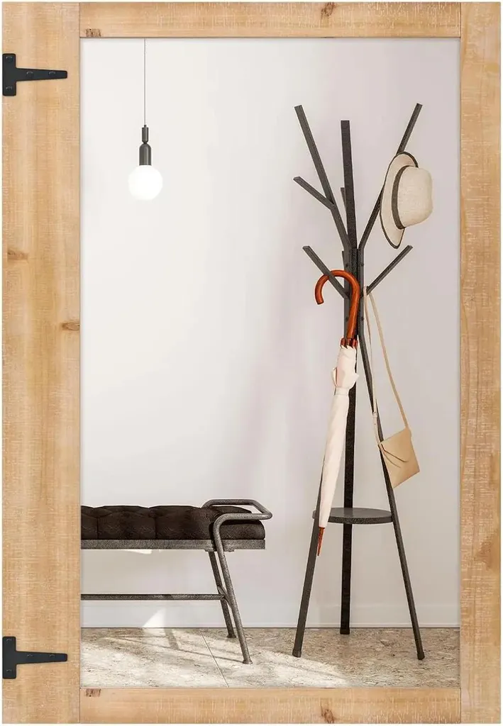 Agrandir votre pièce : Miroir mural 97x67 cm cadre bois jaune fixe