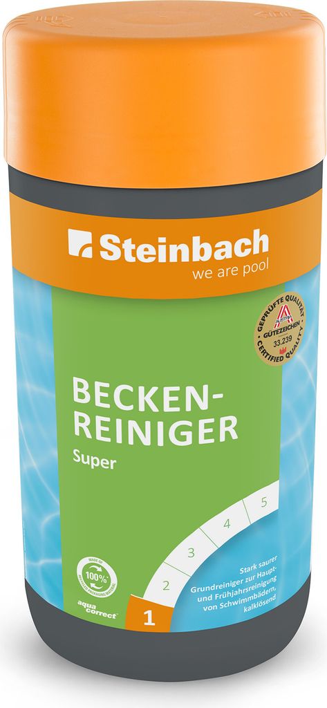 Steinbach | Beckenreiniger Super | kraftvolle Reinigung | schonend zu Oberflächen | ideal für Pools | schnelle Wirkung | Inhalt: 1 Liter