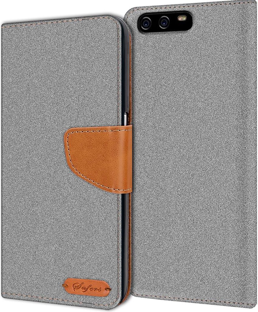 Handy Hülle Huawei P10 Tasche Wallet Flip Case Schutz Hülle Stoff Cover