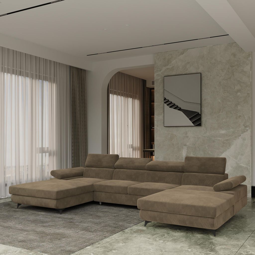 Masseno Ecksofa DETTI mit Schlaffunktion U-Form, Sofa mit Produktbild 