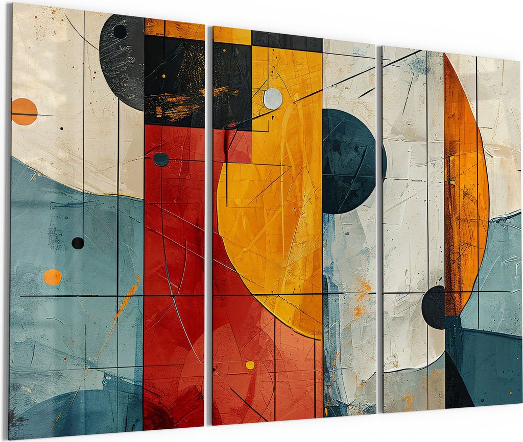 DEQORI Glasbild Echtglas 3x50x100 cm 'Geometrischer Farbzauber' Wandbilder XXL groß