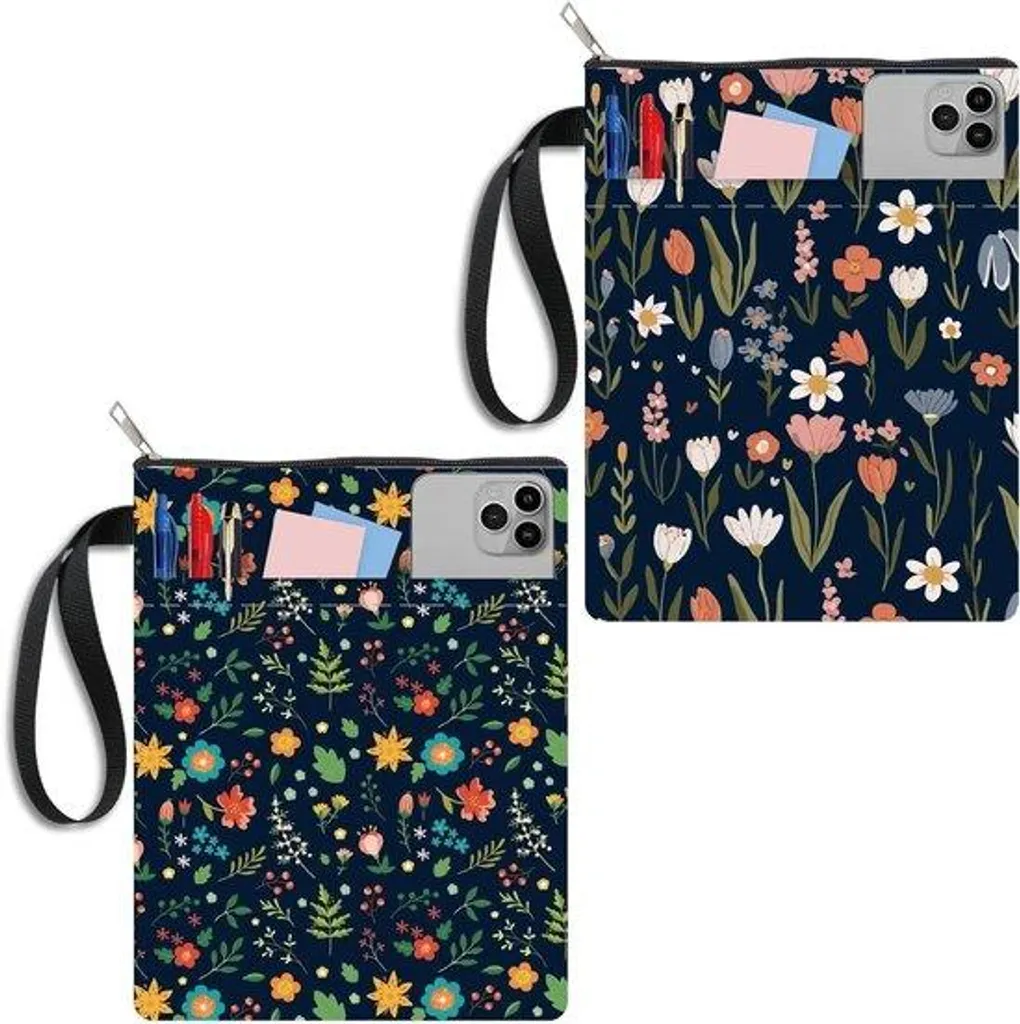 Housse pour agenda fleurie imperméable avec rangement supplémentaire