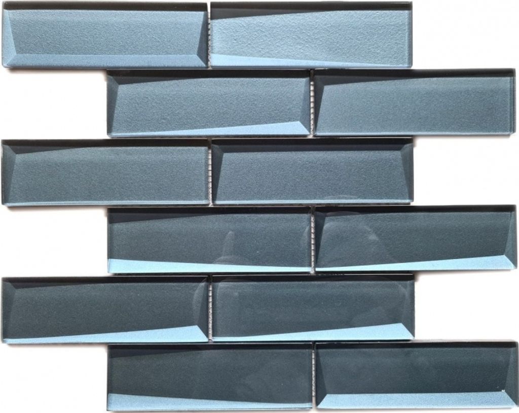 Mosaikfliese Glasmosaik Kombi 3D-Optik graublau Küchenrückwand Badezimmer MOS88-XB05