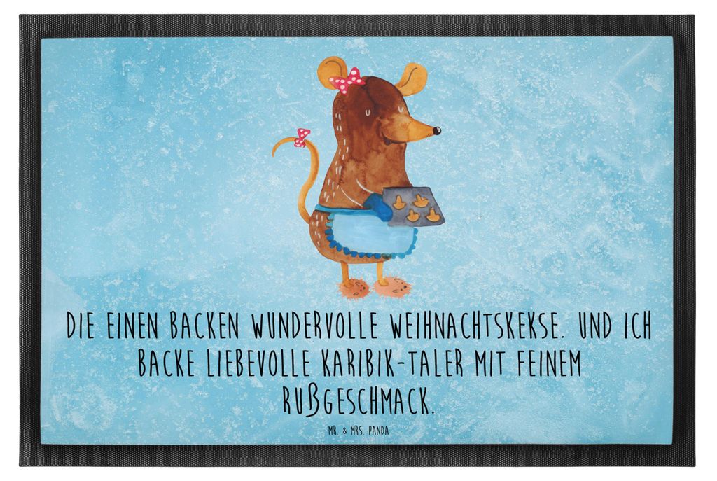 Mr. & Mrs. Panda Bodenvorleger Maus Kekse 40 x 60 cm - Eisblau - Geschenk, Winter, Weihnachten, Schmutzfangmatte, Weihnachtskekse, Weihnachtsbäcke...