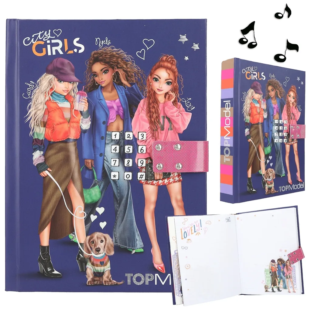 Journal intime à code TOPModel City Girls musical avec 80 pages décorées