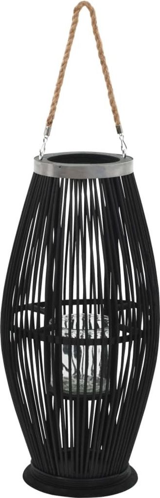 Hängender Kerzenleuchter Bambus Schwarz 60 cm