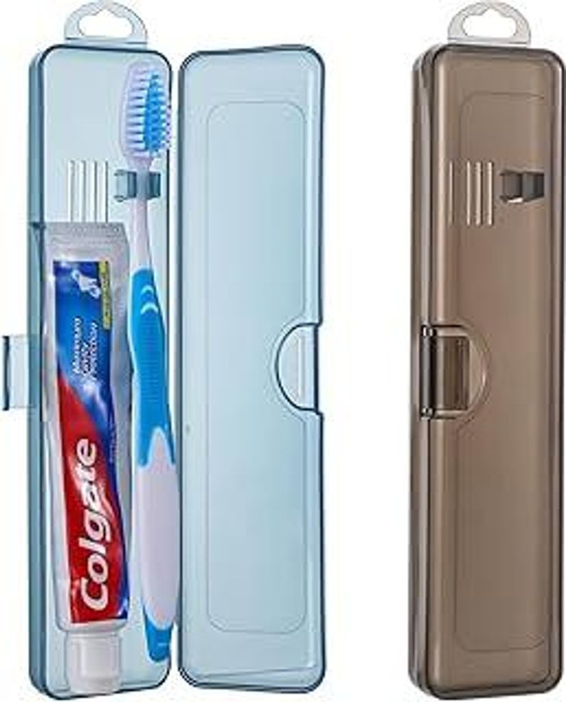 Classicseali 2 Stück Zahnbürste Reiseetui,20cm Zahnbürsten Etui Transparenter,Zahnbürstenetui Reisen,Tragbarer Reisehalter für Zahnbürsten mi...