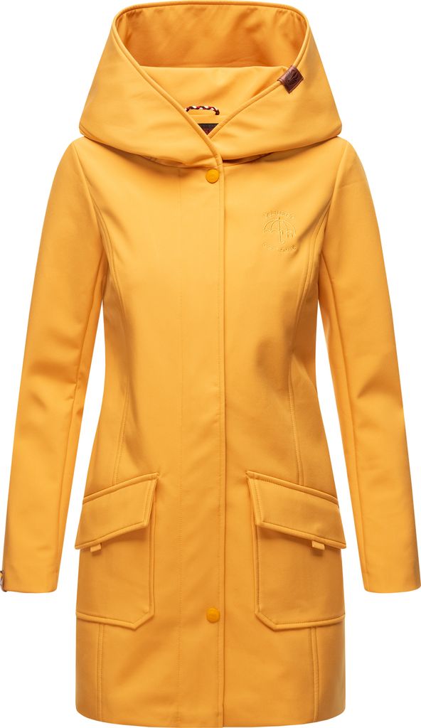 Marikoo Damen Softshell Regenjacke Outdoor Jacke Herbst Parka Mantel MAYLEEN Amber Yellow Gr. 40 - L