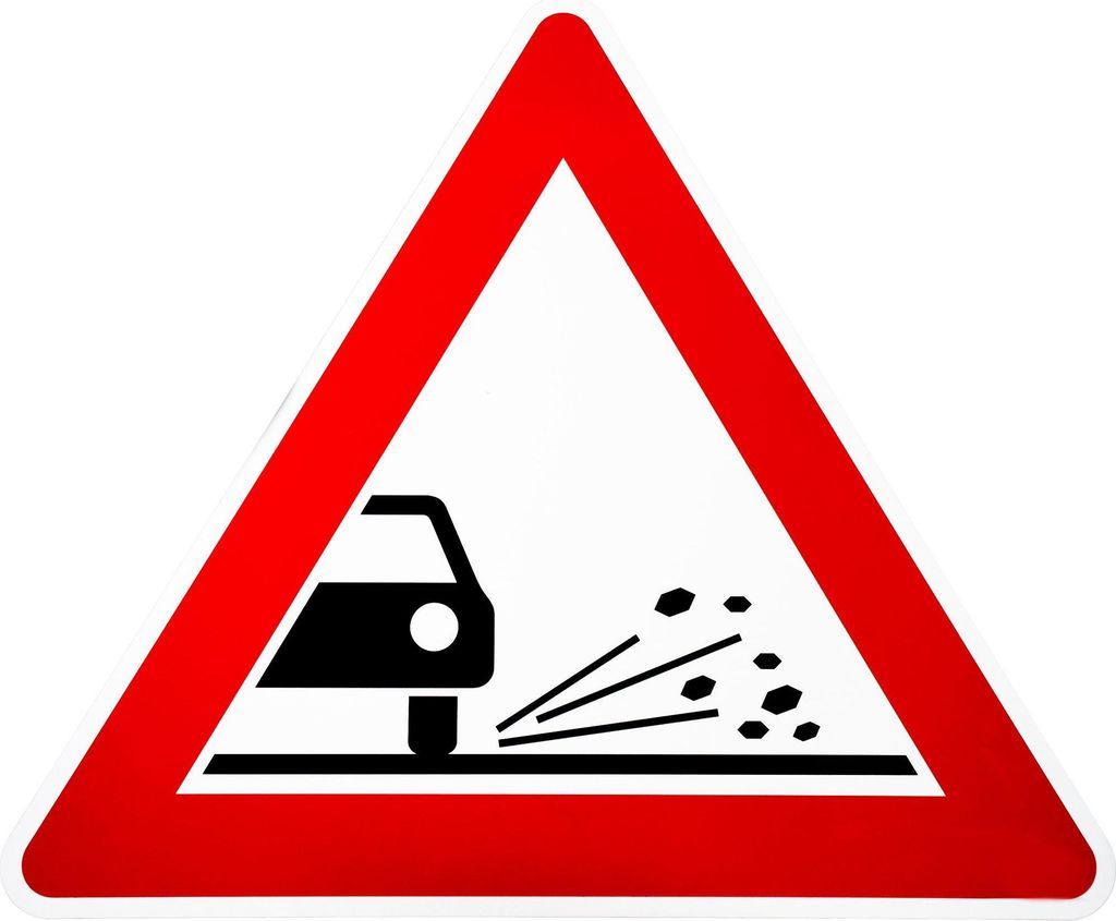 ORIGINAL Verkehrsschild Nr. 101-52 * Splitt, Schotter * SL 900 mm nach StVO und RAL-Gütebedingungen Verkehrszeichen Schilder Achtung Warnschild Ve...