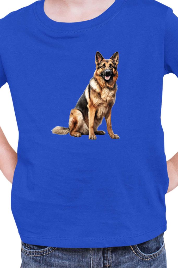 Kinder T-Shirt Dogs Breeds German Shepherd Dog Breed 006, 12-13 Jahr - 152 / Blau