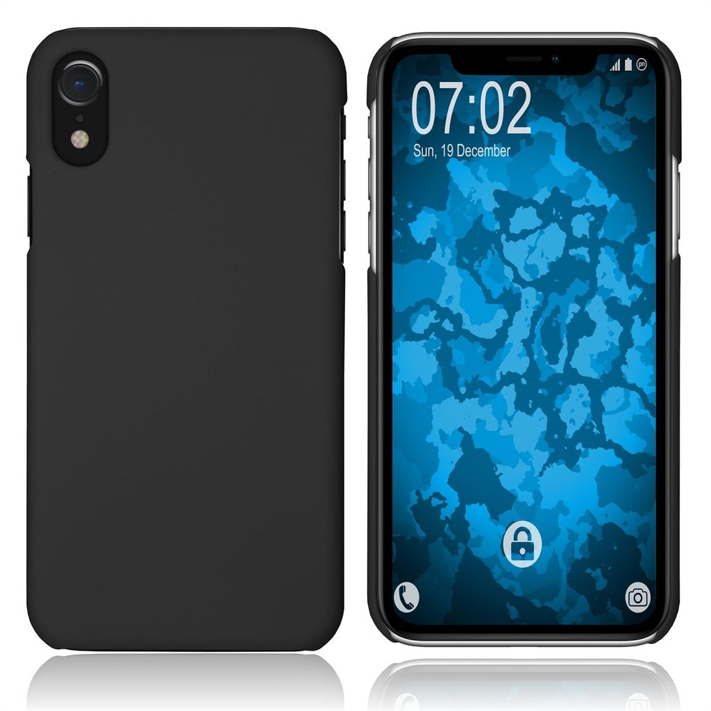 PhoneNatic Case kompatibel mit Apple iPhone Xr - Hülle schwarz gummiert Hard-case Cover