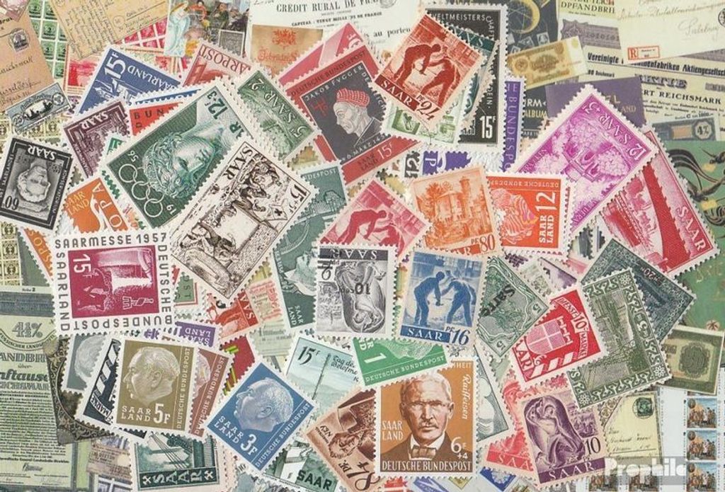Briefmarken Saarland 100 verschiedene Marken postfrisch