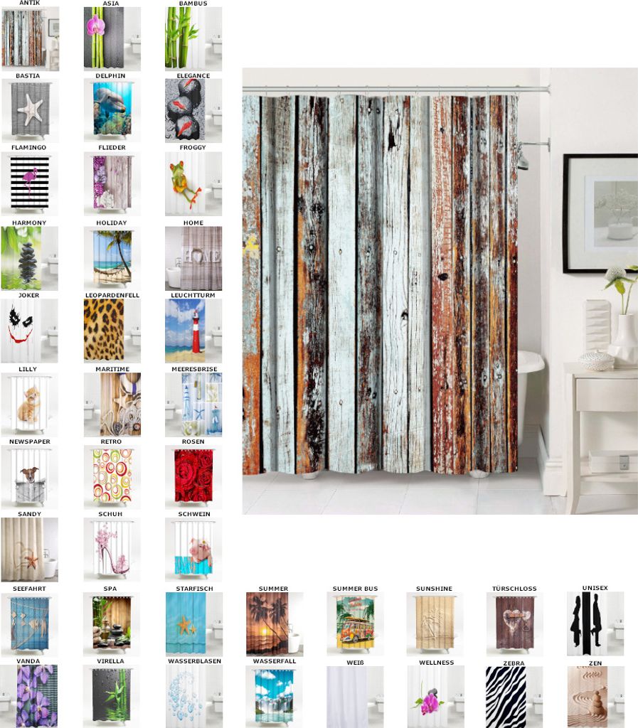 SANILO Duschvorhang Antik 180 x 200 cm