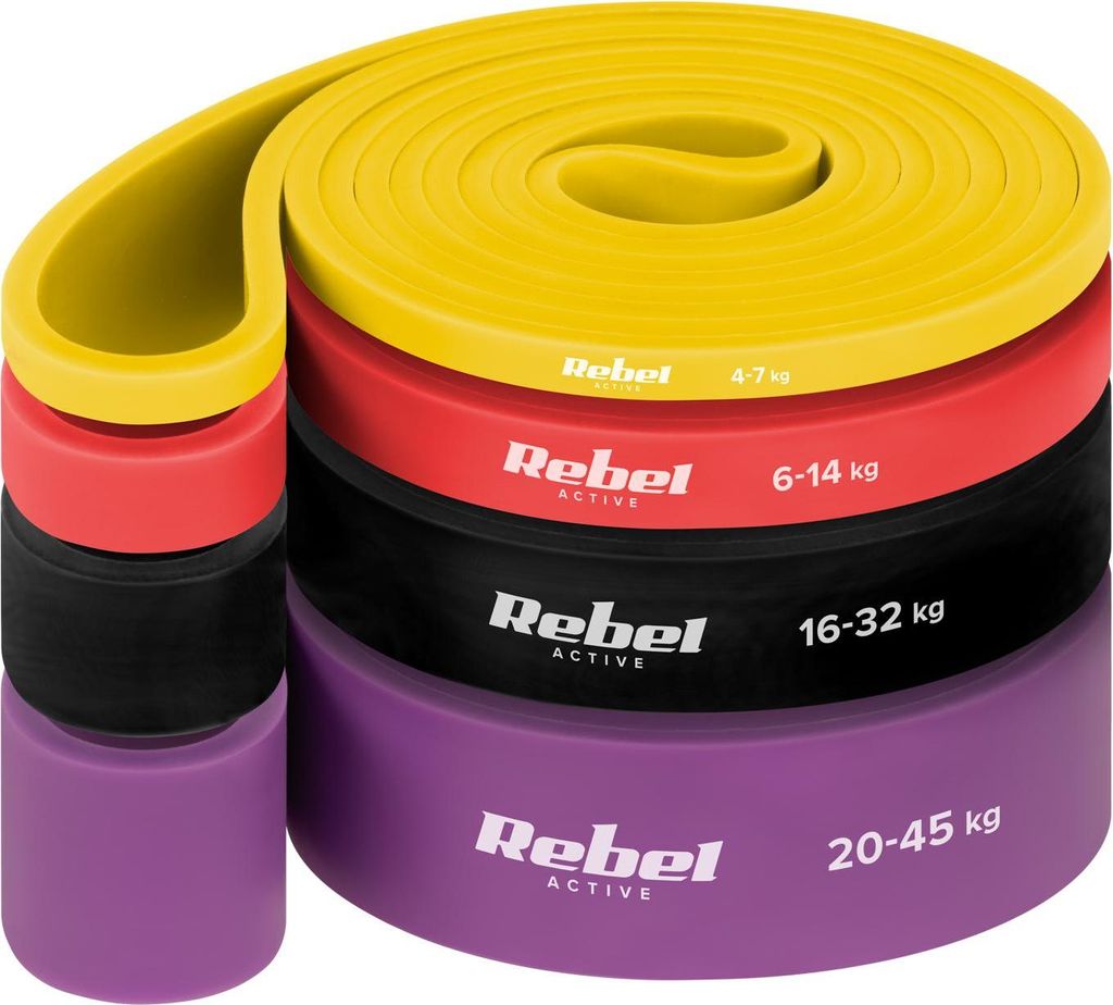 Set 4 Gummibänder REBEL ACTIVE POWER BAND, Latex, 4-45KG