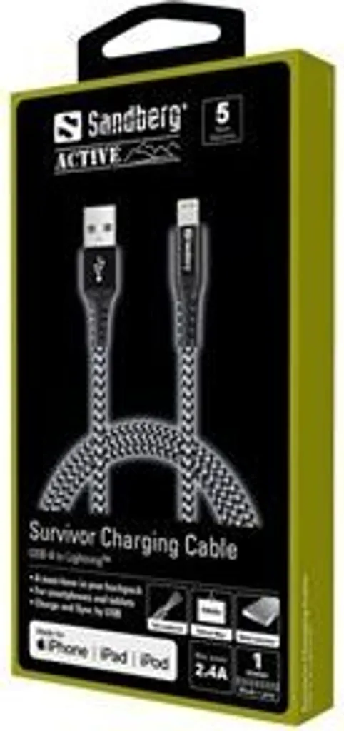 Câble Lightning Haute Résistance Sandberg Active USB pour Charge Rapide