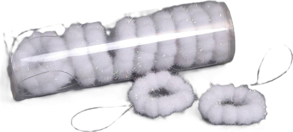 Christbaumschmuck - Pomponhänger - weiß - ca. 6cm Ø 12 Stück 45475-W