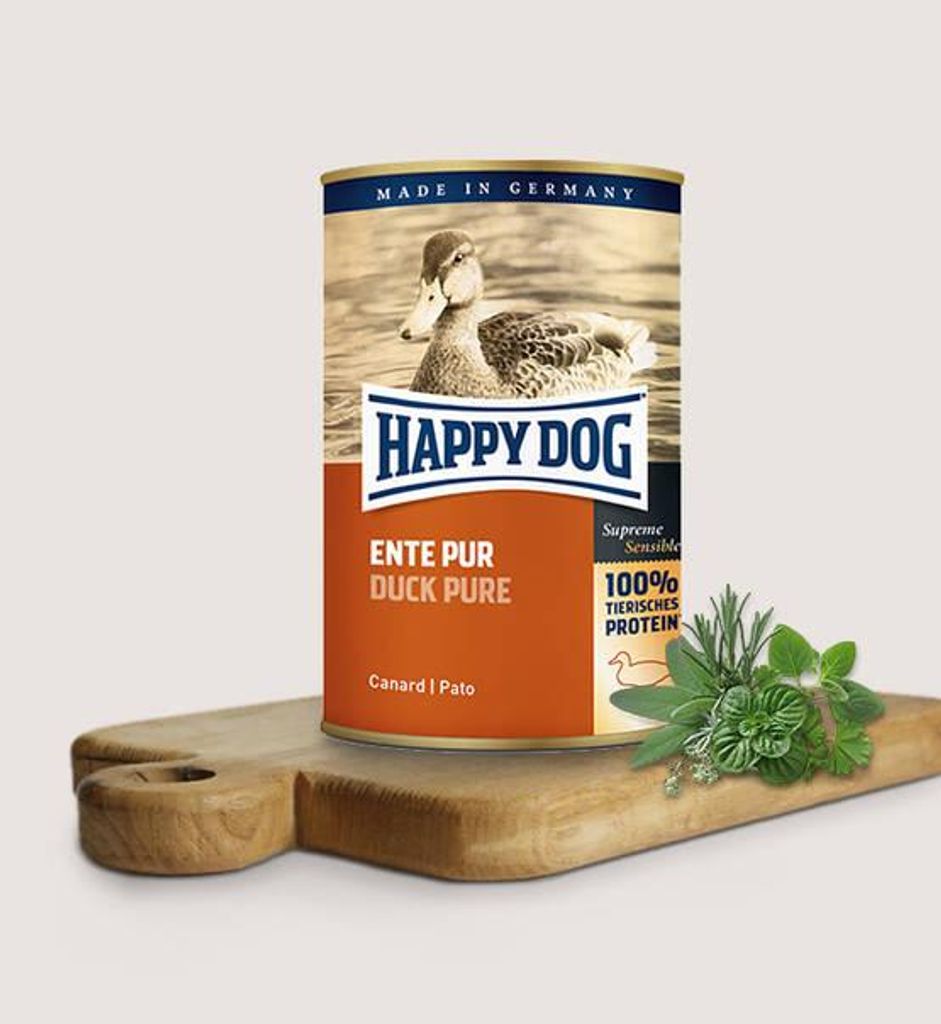 Kopie von HappyDog Sensible Dose Ente Pur 400gx12 #1