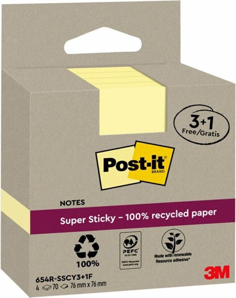 Post-It 7100285105, Quadratisch, Gelb, Papier, 76 mm, 76 Produktbild 