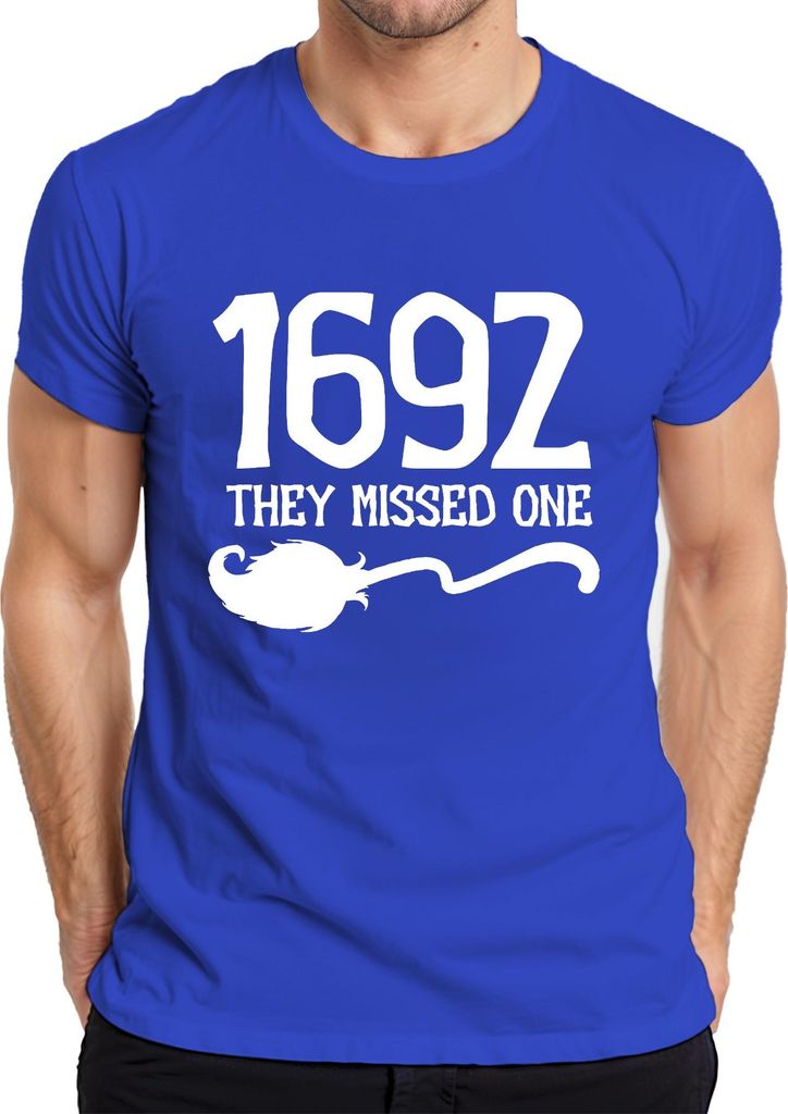 1692 Salem Hexe They Missed One lustiger Halloween Spruch Hexenjagd Herren T-Shirt, Blau, S
