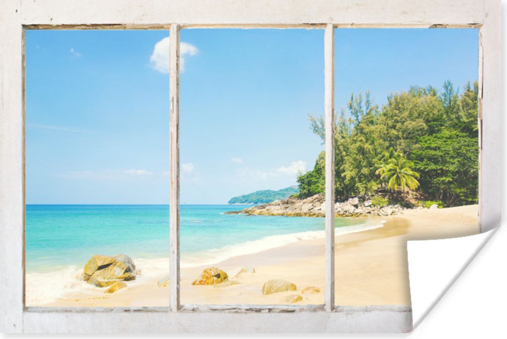 MuchoWow Poster Aussicht - Strand - Meer 180x120 cm - Fotoplakat