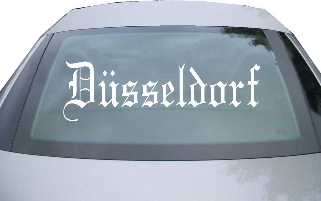 Indigos UG - Aufkleber Heckscheibe & Motorklappe DE6495 - weiß - 600x181 mm - Stadt Dusseldorf - Auto Scheiben Fenster Heckklappe Tuning Racing JD...