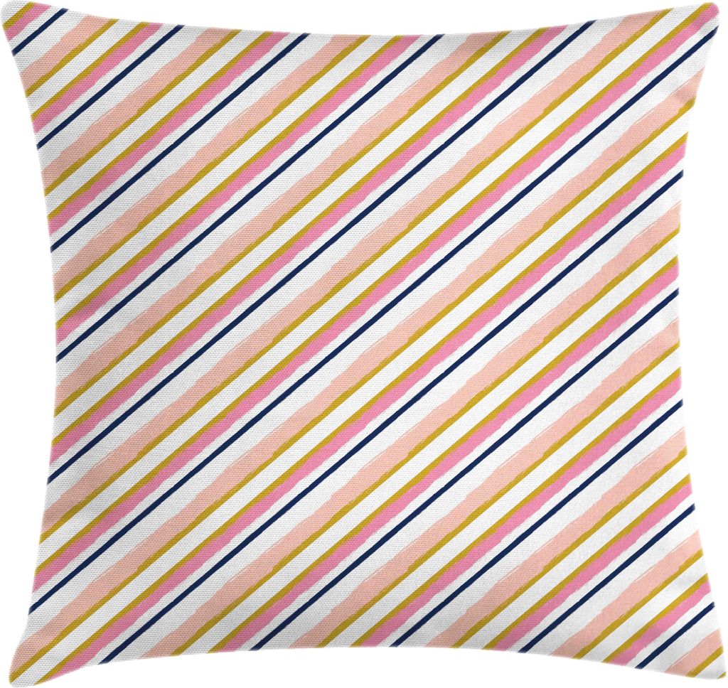 ABAKUHAUS Streifen Kissenbezug, Abstrakte geometrische und weiche Pinsel Farbe auf Plain Hintergrund, 40 x 40 cm, Rosa