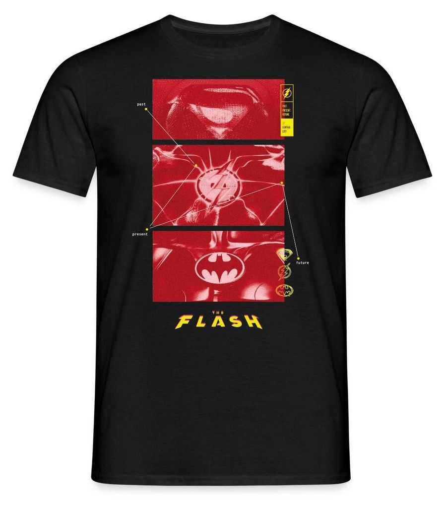 Spreadshirt The Flash Anzüge Supergirl Flash Batman Mit Logos Männer T-Shirt, 4XL, Schwarz