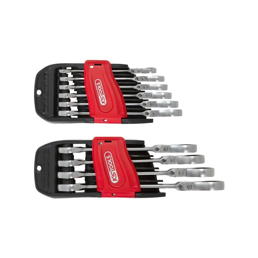 KS TOOLS 503.4850 GEARplus Gelenk-Ratschenringmaulschlüssel, feststellbar, 10-tlg